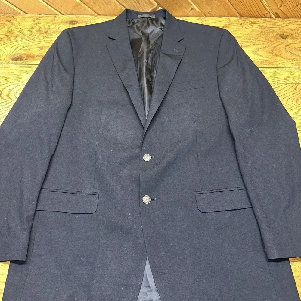 Michael‎ Kors Navy Blue Wool Suit Jacket Sports Coat Blazer 2 Button | Men's 44L